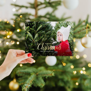 Carte De Vœux En Aluminium Joyeux Noël Superposition de photo Gold Glitz