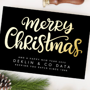 Carte De Vœux En Aluminium Joyeux Noël sur Black Premium Gold Business