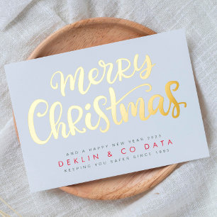 Carte De Vœux En Aluminium Joyeux Noël sur White Premium   Gold Business