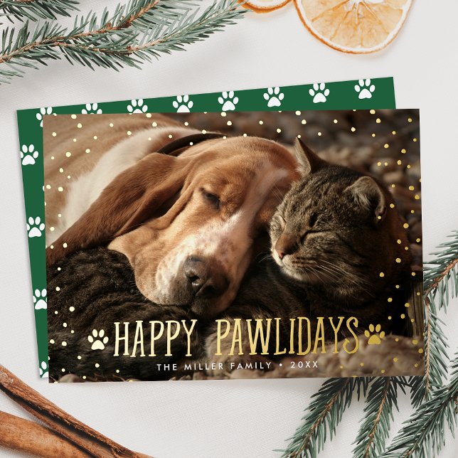 Carte De Vœux En Aluminium Joyeux Pawlidays Photo pour animaux de compagnie (Créateur téléchargé)