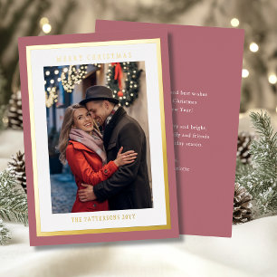 Carte De Vœux En Aluminium Joyeux Rose de Noël Or Simple Photo moderne