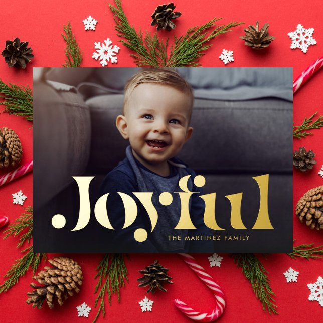Carte De Vœux En Aluminium Joyeux simple moderne une photo Noël (Créateur téléchargé)