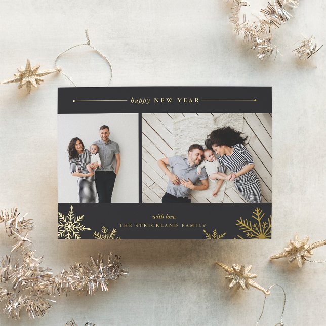 Carte De Vœux En Aluminium Joyeux Snowflake Nouvel An Photo (Créateur téléchargé)