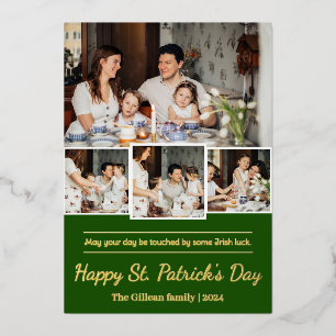 Carte De Vœux En Aluminium Joyeux St. patrick jour photo de famille Shamrock