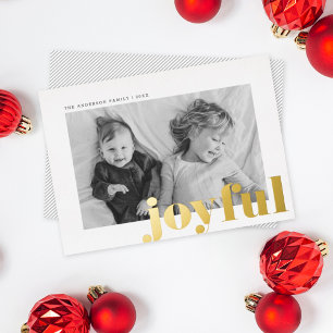 Carte De Vœux En Aluminium Joyeux Type moderne Noël Photo Gold