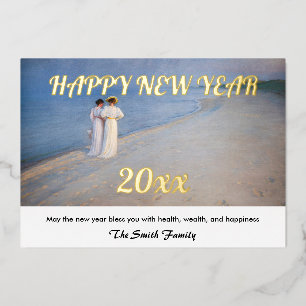 Carte De Vœux En Aluminium Kroyer - Bonne année et plage de Skagen