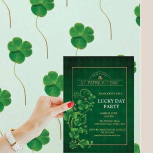 Carte De Vœux En Aluminium La Saint-Patrick Verte Vrille de Trèfle Fête Irlan