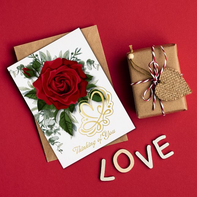 Carte De Vœux En Aluminium La Saint Valentin de la Rose rouge (Créateur téléchargé)