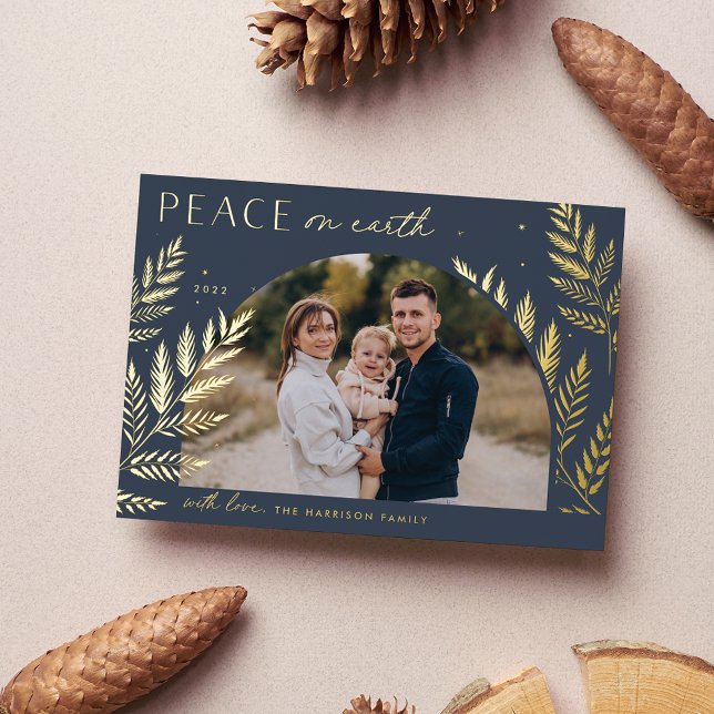 Carte De Vœux En Aluminium Laurel d'hiver | Paix sur Terre (Créateur téléchargé)