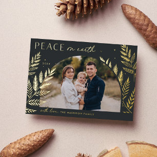 Carte De Vœux En Aluminium Laurel d'hiver   Paix sur Terre