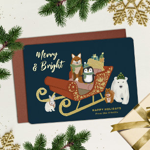 Carte De Vœux En Aluminium Les amis des animaux mignons et Noël de l'aube
