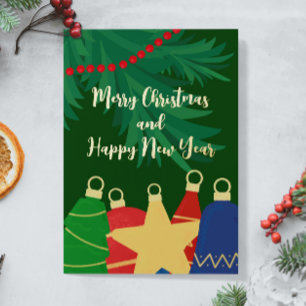 Carte De Vœux En Aluminium Les décorations et perles de Noël Vintage