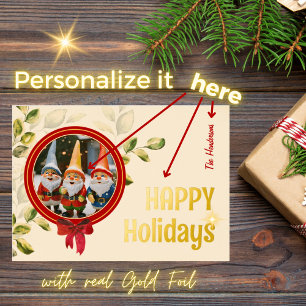 Carte De Vœux En Aluminium Lettre d'or voeux de Noël rond Cadre -