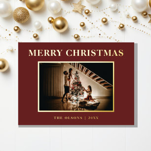 Carte De Vœux En Aluminium LETTRE ET PHOTOS ROUGES DE Noël minimalistes