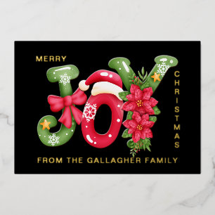 Carte De Vœux En Aluminium Lettres Red Green Joy Illustration Photo Noël