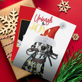 Carte De Vœux En Aluminium Libérez La Joie Custom Christmas Chien Photo