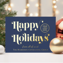 Carte De Vœux En Aluminium Logo d'affaires Joyeuses fêtes Bleues Noël
