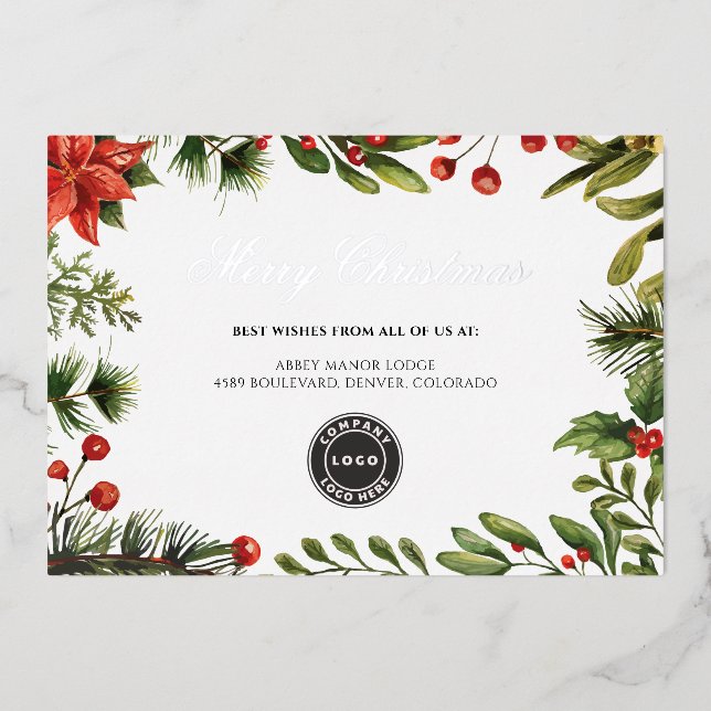 Carte De Vœux En Aluminium Logo d'affaires Joyeux Noël (Recto)