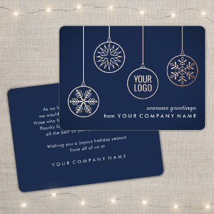 Carte De Vœux En Aluminium Logo de l'entreprise Ornements de Noël Marine Bleu