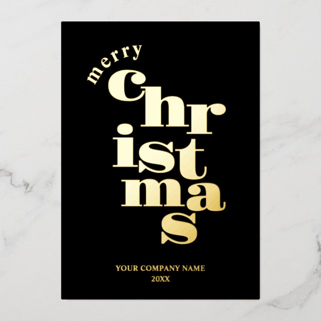 Carte De Vœux En Aluminium Logo d'entreprise moderne Joyeux Noël noir (Recto)