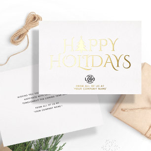 Carte De Vœux En Aluminium Logo Entreprise Élégante Blanche Noël Joyeux