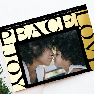 Carte De Vœux En Aluminium LOVE PEACE JOIR une photo cadre onyx