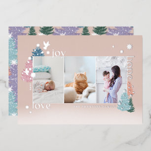 Carte De Vœux En Aluminium Loy Joy Hope Pastel Christmas Tree Forest 3 Photo