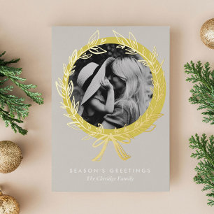 Carte De Vœux En Aluminium Luxe Golden Wreath Frame Photo Gold