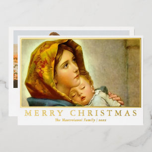 Carte De Vœux En Aluminium Madonna & Enfant Noël religieux avec photo