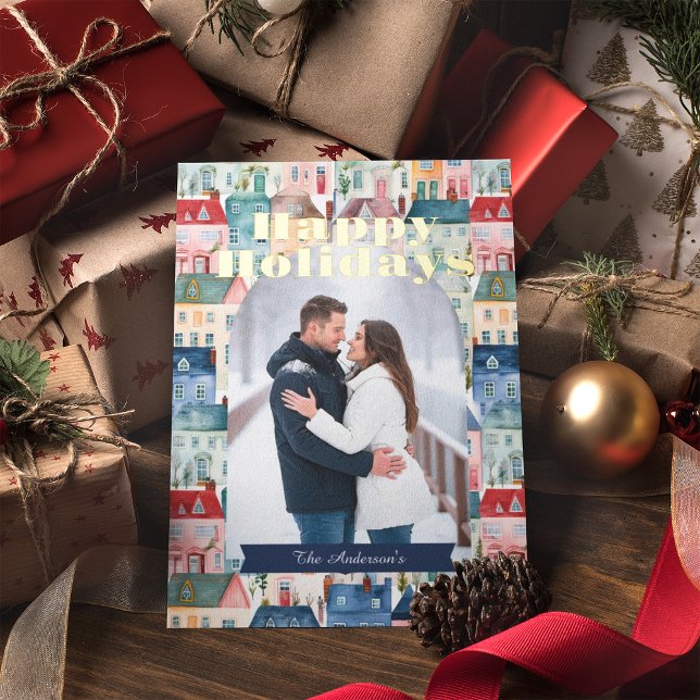 Carte De Vœux En Aluminium Maisons de Noël (Créateur téléchargé)