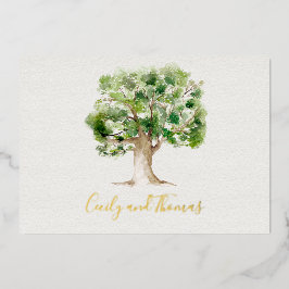 Carte De Vœux En Aluminium Mariage à huile de chêne rustique