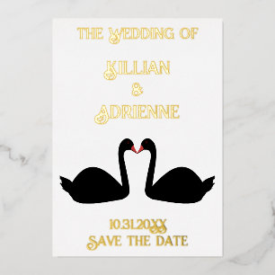 Carte De Vœux En Aluminium Mariage gothique embrasser les cygnes noirs Enregi