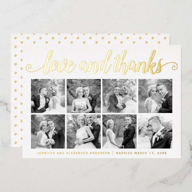 Carte De Vœux En Aluminium Mariage moderne Merci huit photo collage (Recto/Verso)