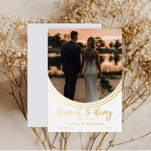 Carte De Vœux En Aluminium Mariage photo Arch inversé marié et joyeux