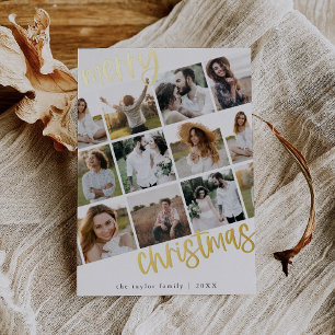 Carte De Vœux En Aluminium MARIAH Gold Foil Fun Multi Photo Christmas