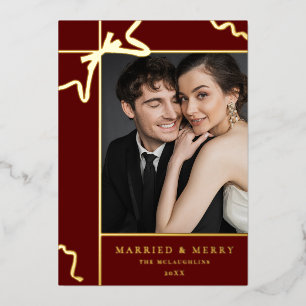Carte De Vœux En Aluminium Marié et Joyeux mariage Photo Noël