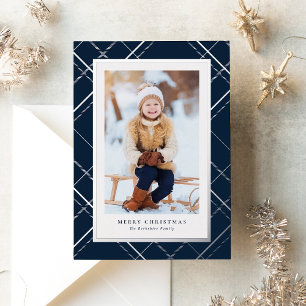 Carte De Vœux En Aluminium Marine Noël plaid une photo élégante famille