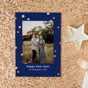 Carte De Vœux En Aluminium Marine Simple brillant étoiles Une photo Bonne ann