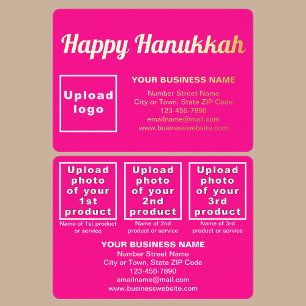 Carte De Vœux En Aluminium Marque d'affaires rose pour rectangle de Hanukkah