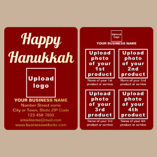Carte De Vœux En Aluminium Marque rouge d'affaires sur Hanoukka Foil Holiday 