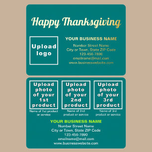 Carte De Vœux En Aluminium Marque turquoise Green Business, Rectangle Thanksg