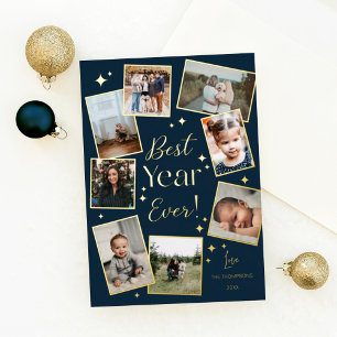 Carte De Vœux En Aluminium Meilleure année ! Collage de 8 albums photo de fam