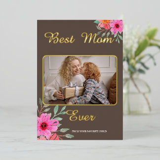 Carte De Vœux En Aluminium Meilleure maman jamais photo Fusion