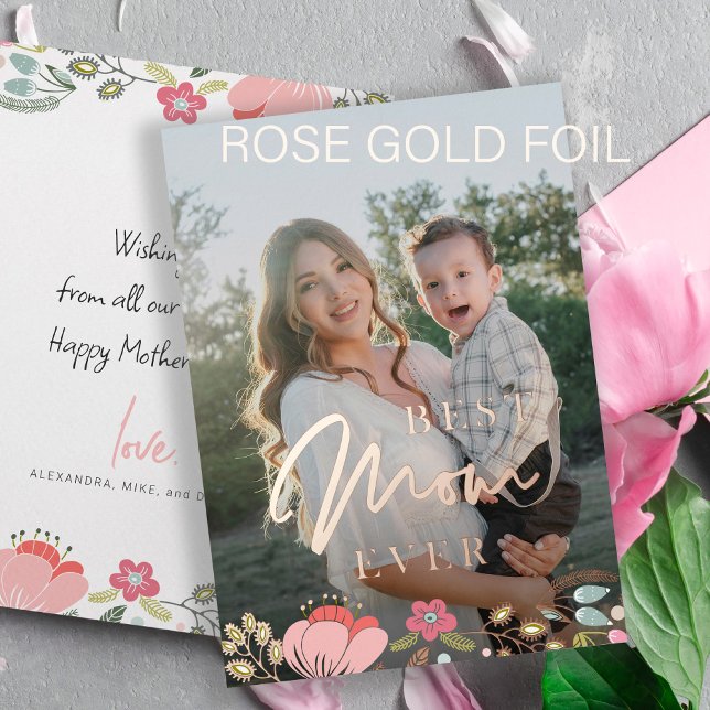 Carte De Vœux En Aluminium Meilleure maman jamais photo personnalisée Fête de (Créateur téléchargé)