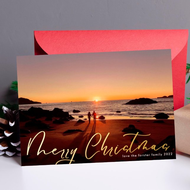 Carte De Vœux En Aluminium Meilleure photo d'or Joyeux Noël (Créateur téléchargé)