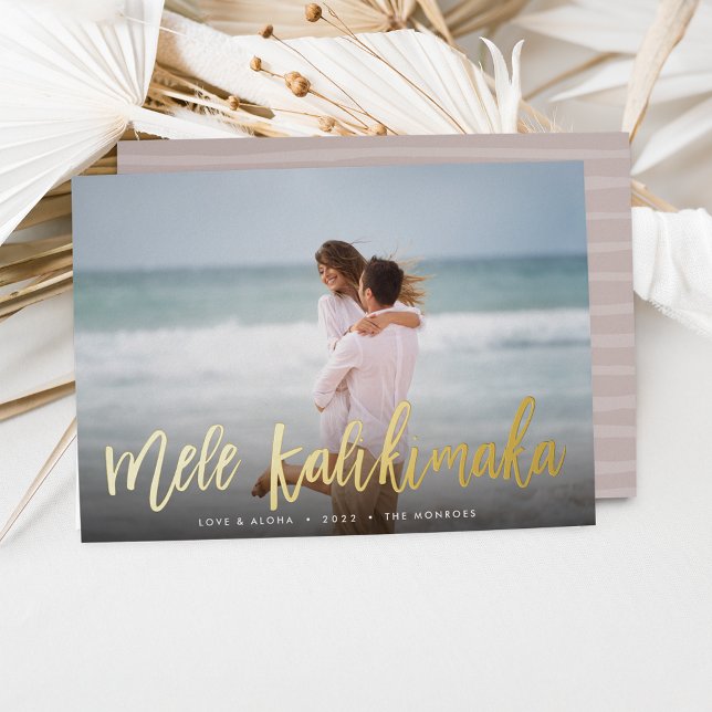 Carte De Vœux En Aluminium Mele Kalikimaka | Hawaii Photo (Créateur téléchargé)