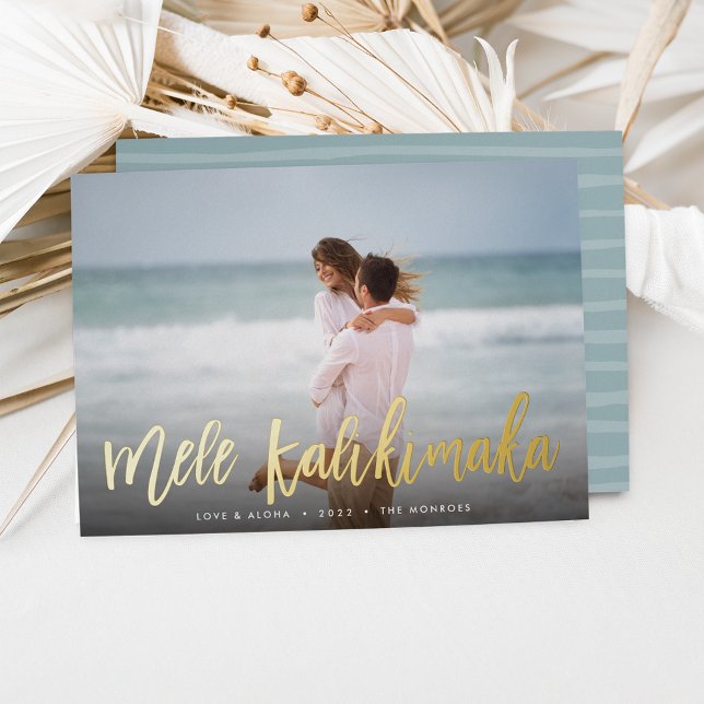 Carte De Vœux En Aluminium Mele Kalikimaka | Hawaii Photo (Créateur téléchargé)