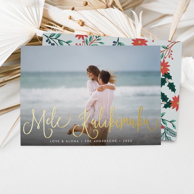 Carte De Vœux En Aluminium Mele Kalikimaka | Hawaii Photo (Créateur téléchargé)
