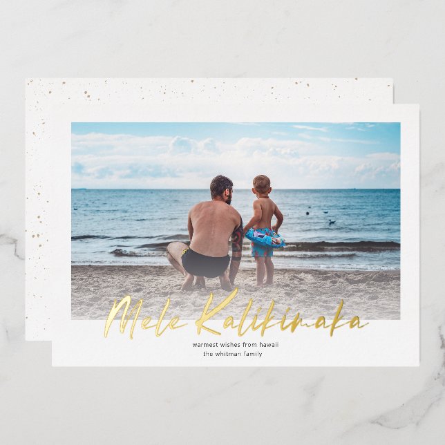 Carte De Vœux En Aluminium Mele Kalikimaka Mini photo Noël (Recto/Verso)