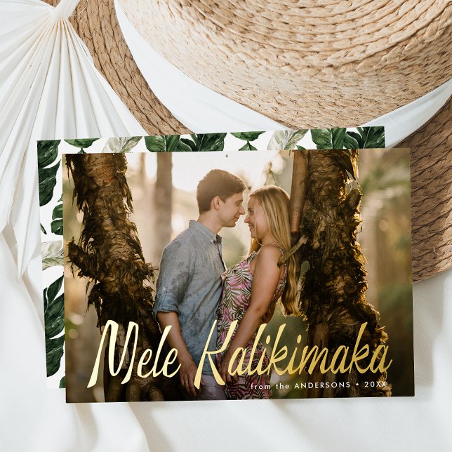 Carte De Vœux En Aluminium Mele Kalikimaka Photo moderne (Créateur téléchargé)